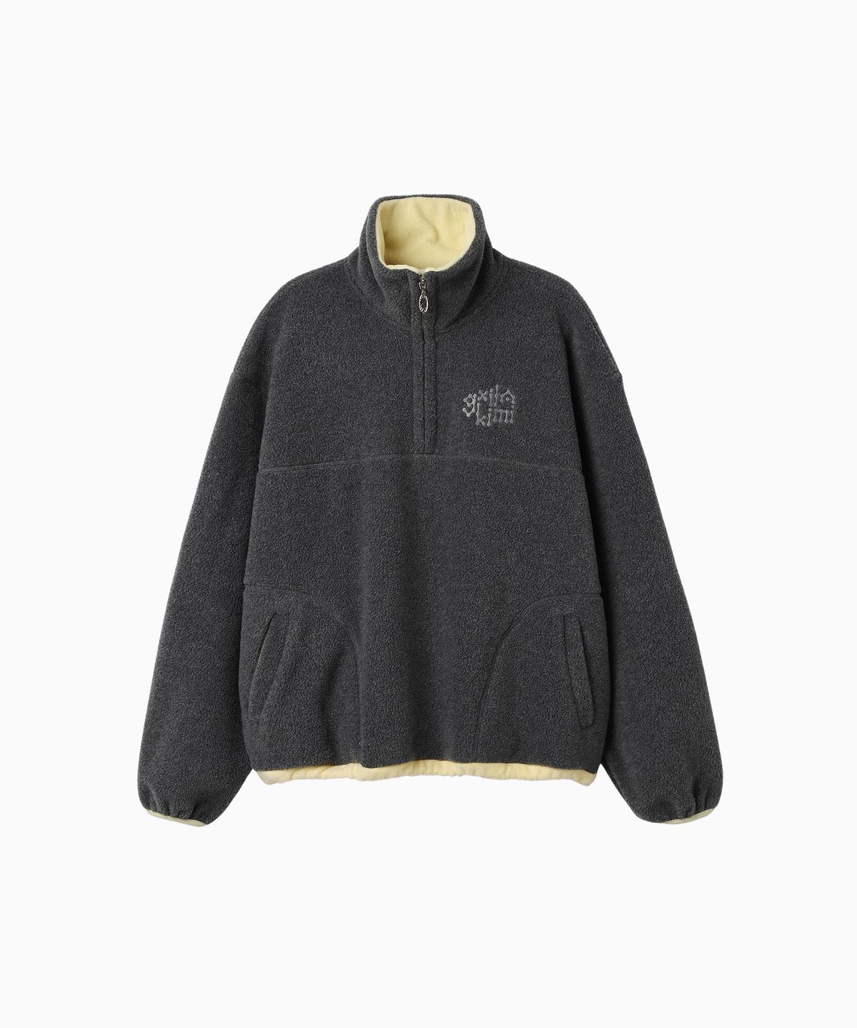미나수(MENASOO) Two Tone Warm Fleece Half Zip Pullover_Charcoal