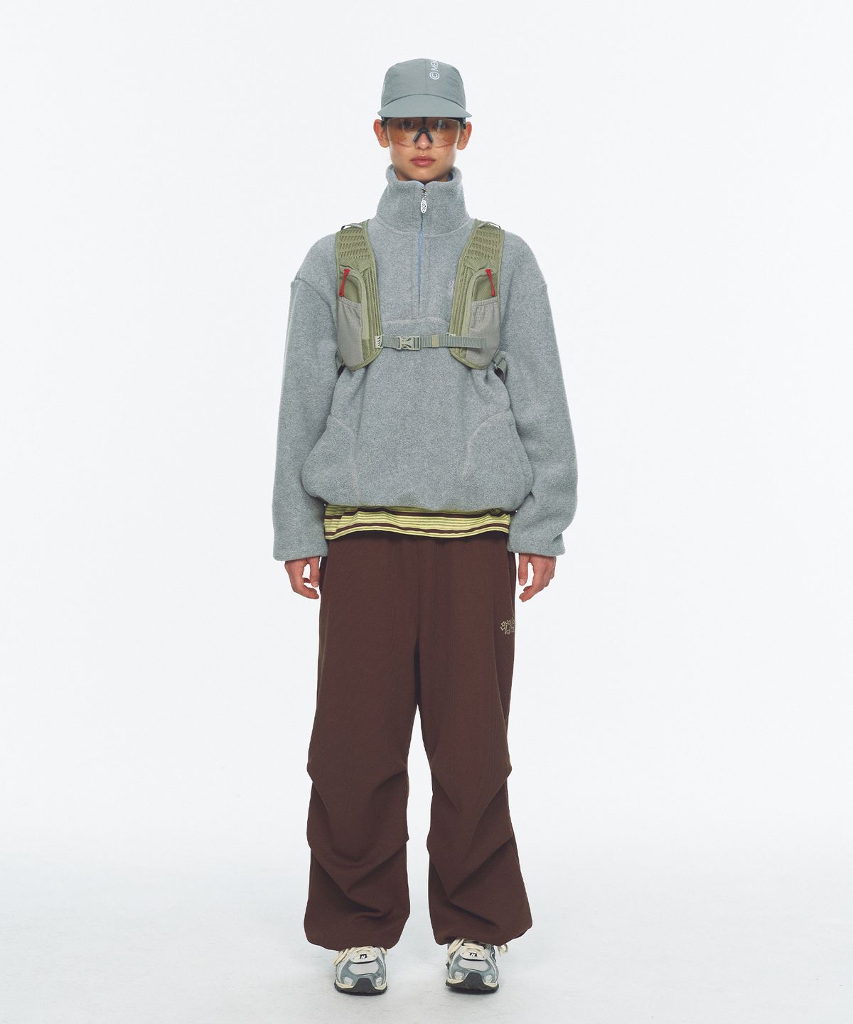 미나수(MENASOO) Two Tone Warm Fleece Half Zip Pullover_Melange Gray