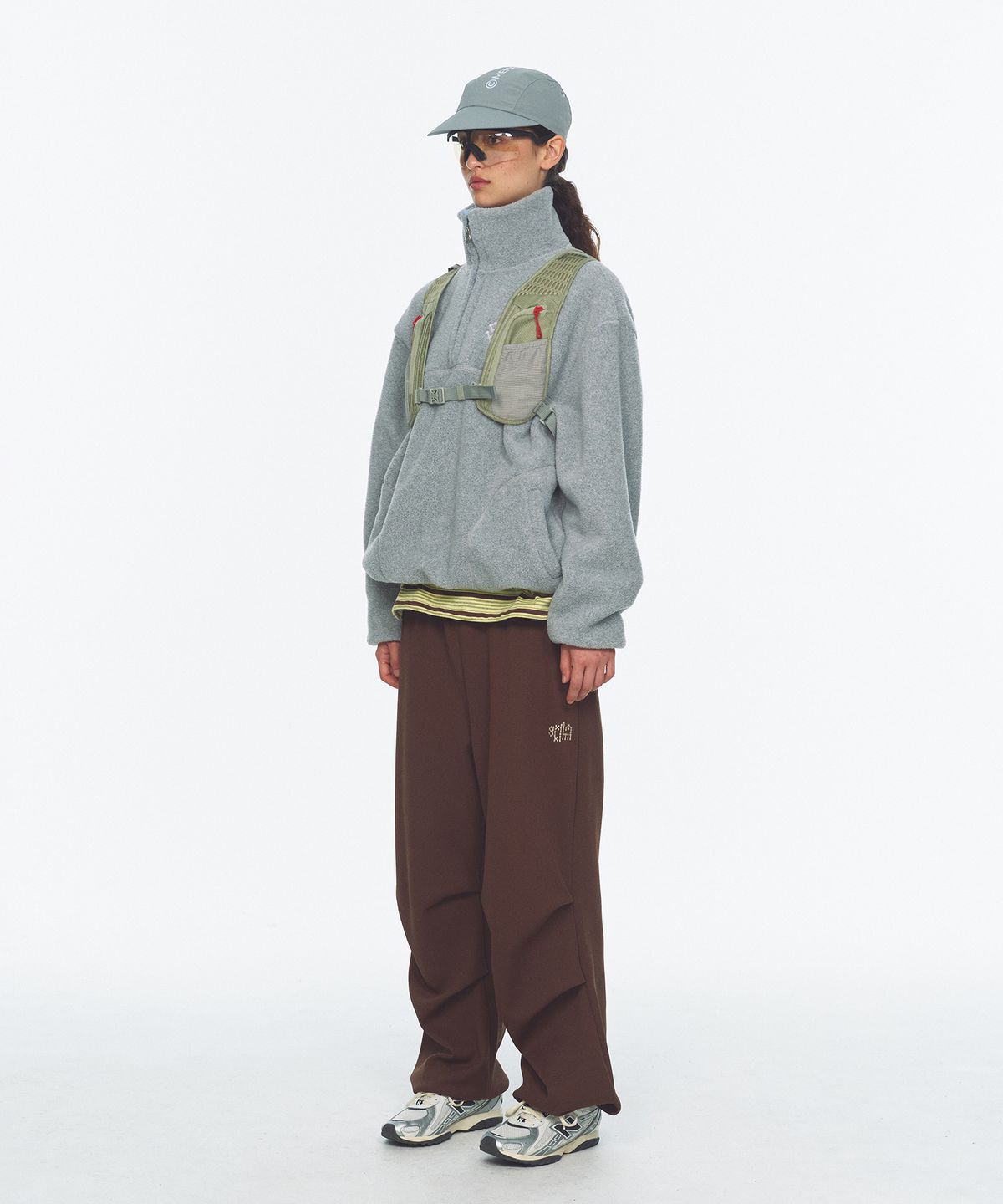 미나수(MENASOO) Two Tone Warm Fleece Half Zip Pullover_Melange Gray