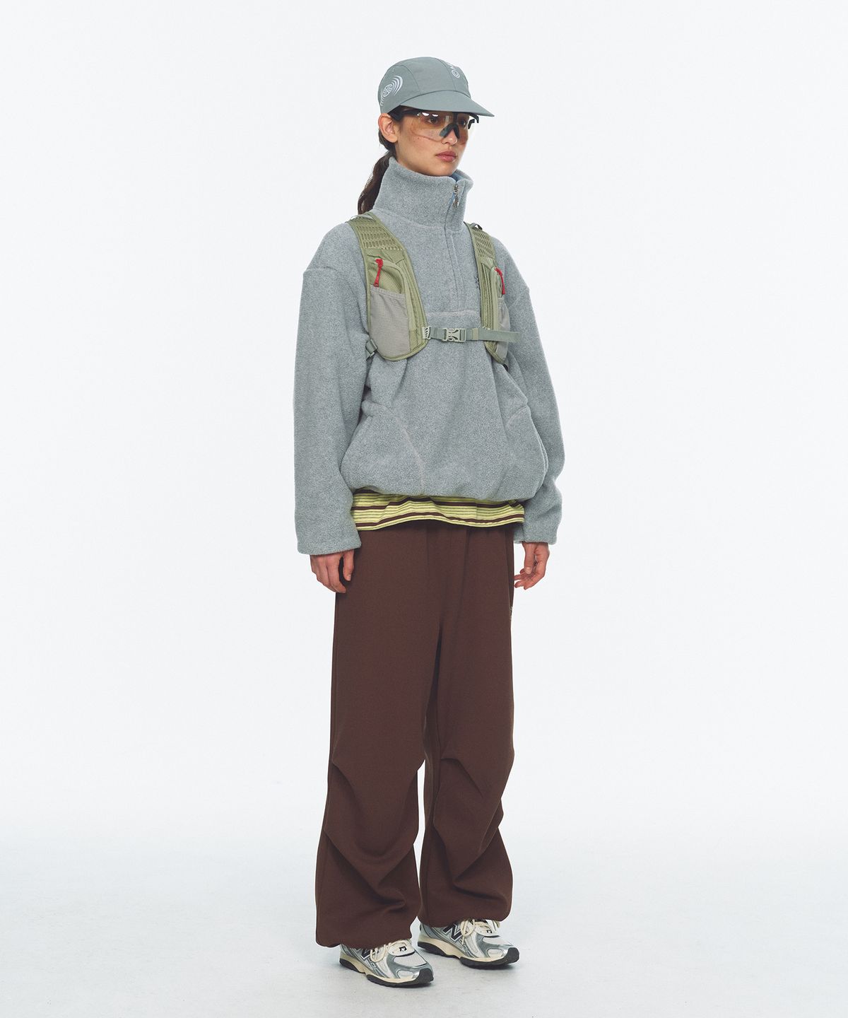미나수(MENASOO) Two Tone Warm Fleece Half Zip Pullover_Melange Gray