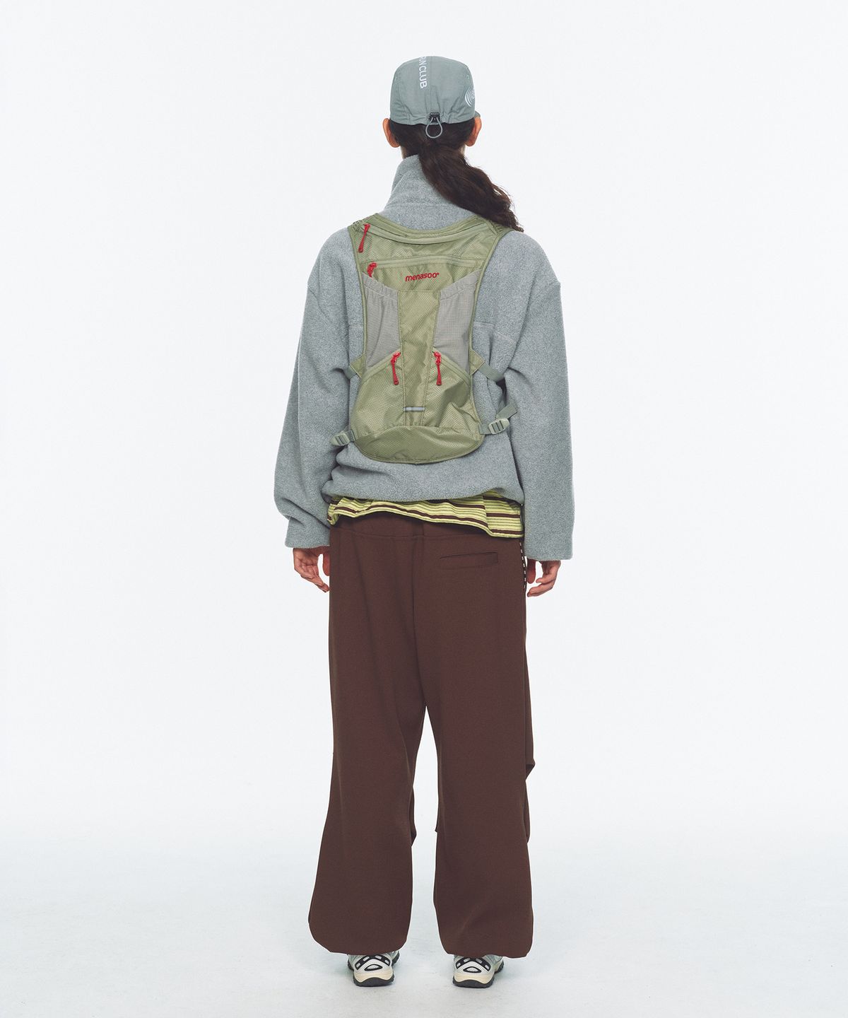 미나수(MENASOO) Two Tone Warm Fleece Half Zip Pullover_Melange Gray
