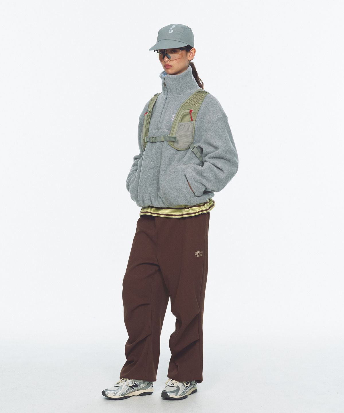 미나수(MENASOO) Two Tone Warm Fleece Half Zip Pullover_Melange Gray