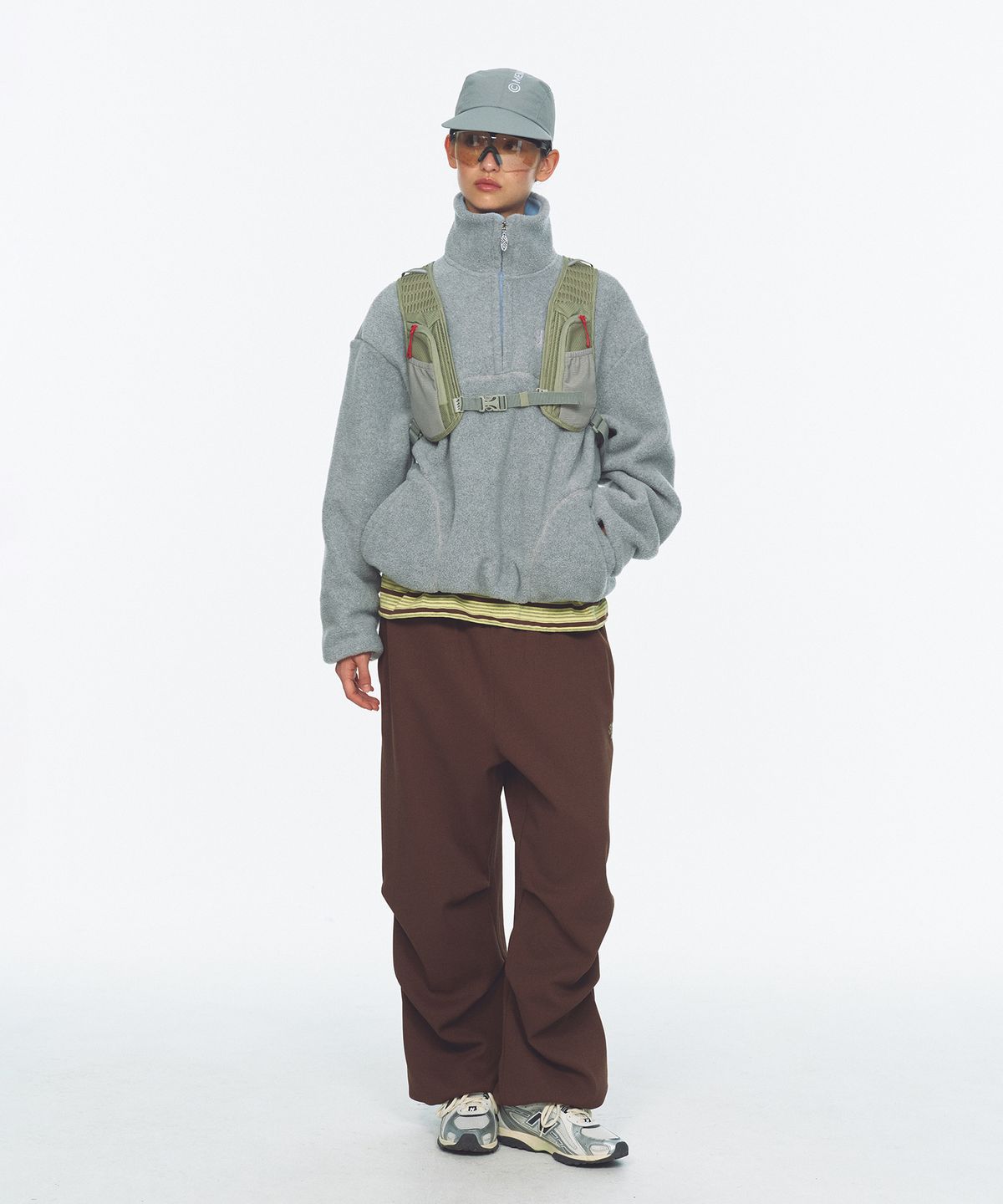 미나수(MENASOO) Two Tone Warm Fleece Half Zip Pullover_Melange Gray