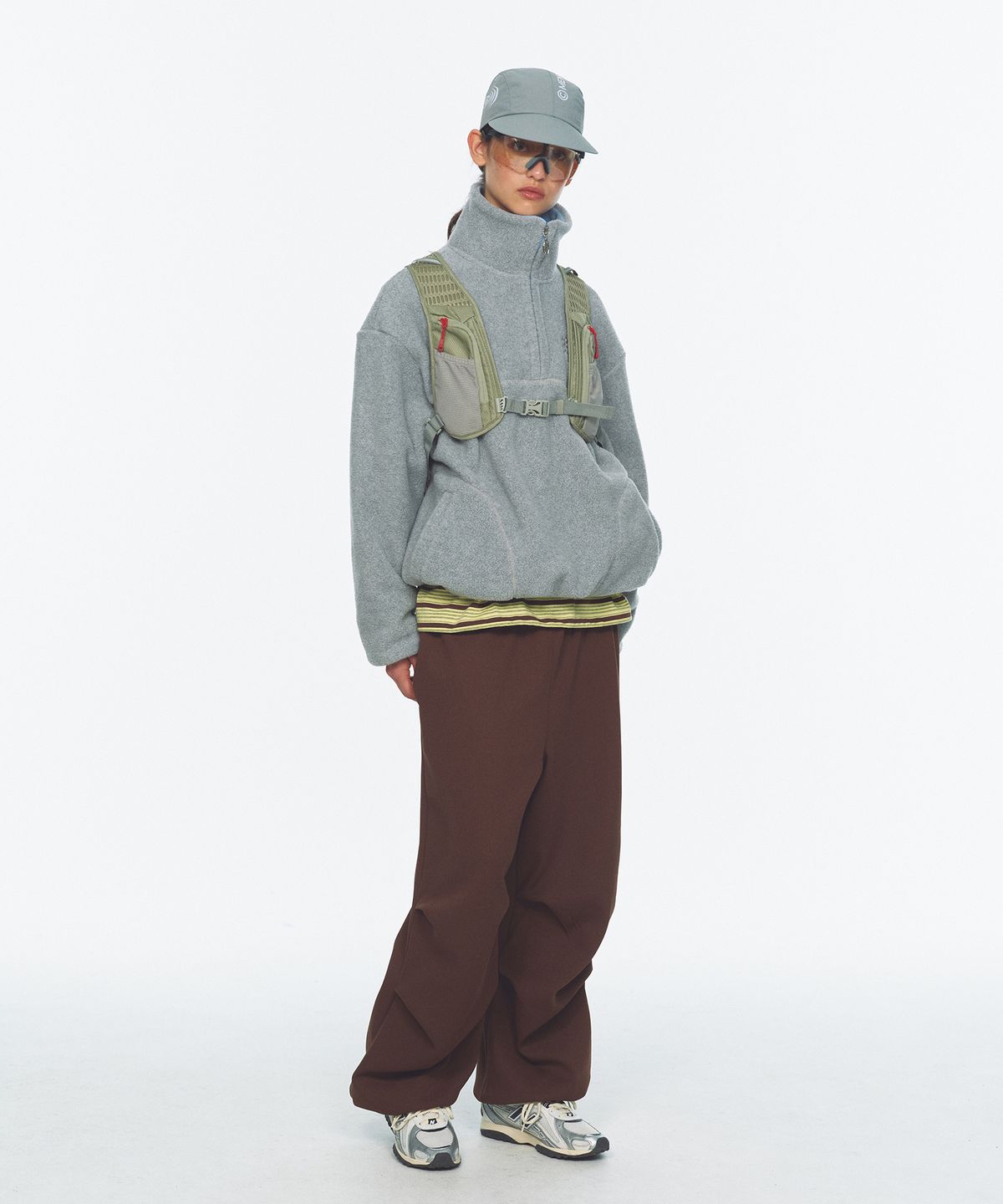 미나수(MENASOO) Two Tone Warm Fleece Half Zip Pullover_Melange Gray