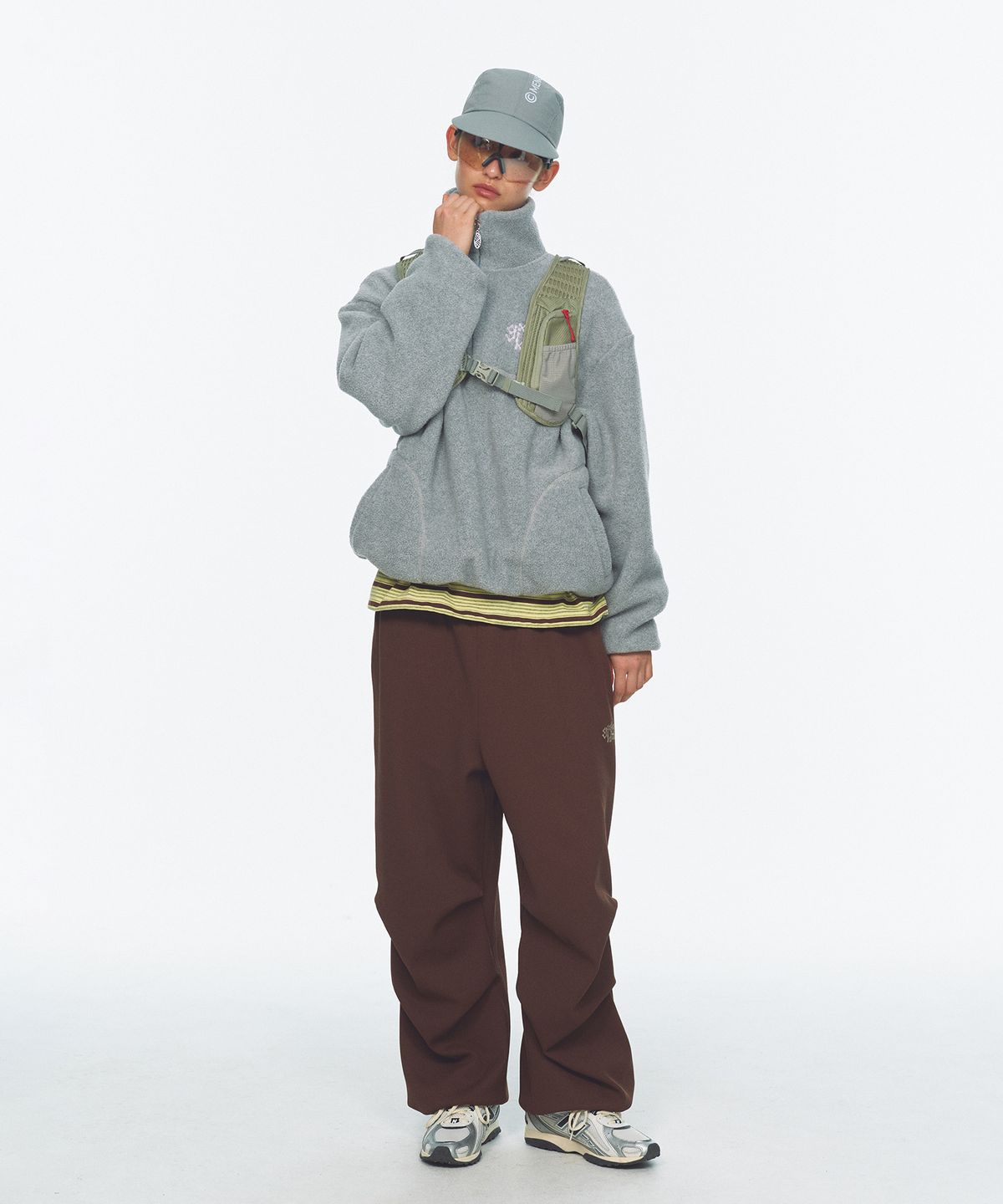 미나수(MENASOO) Two Tone Warm Fleece Half Zip Pullover_Melange Gray
