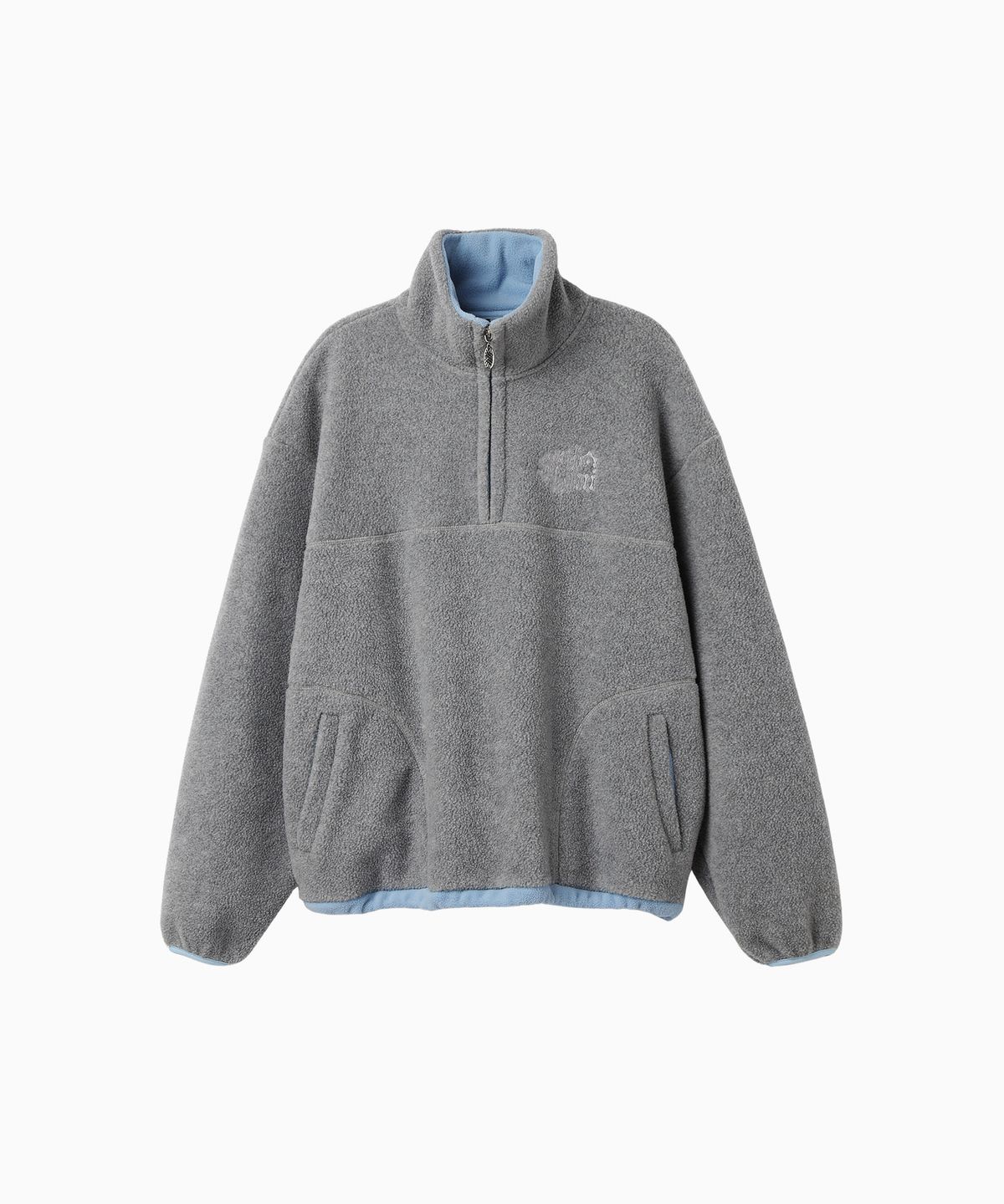 미나수(MENASOO) Two Tone Warm Fleece Half Zip Pullover_Melange Gray