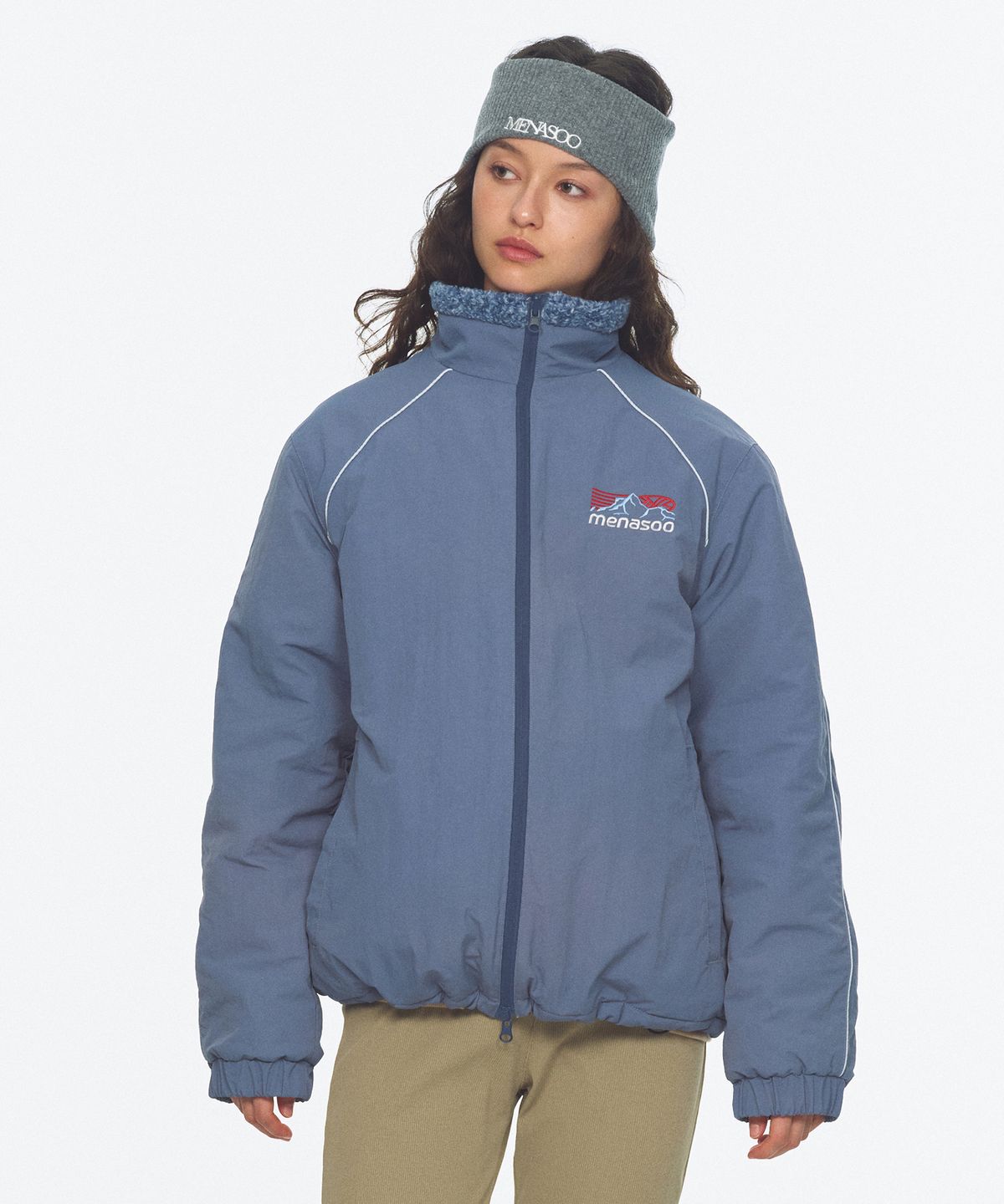 미나수(MENASOO) Dual Shell Dumble Reversible Jacket_Blue