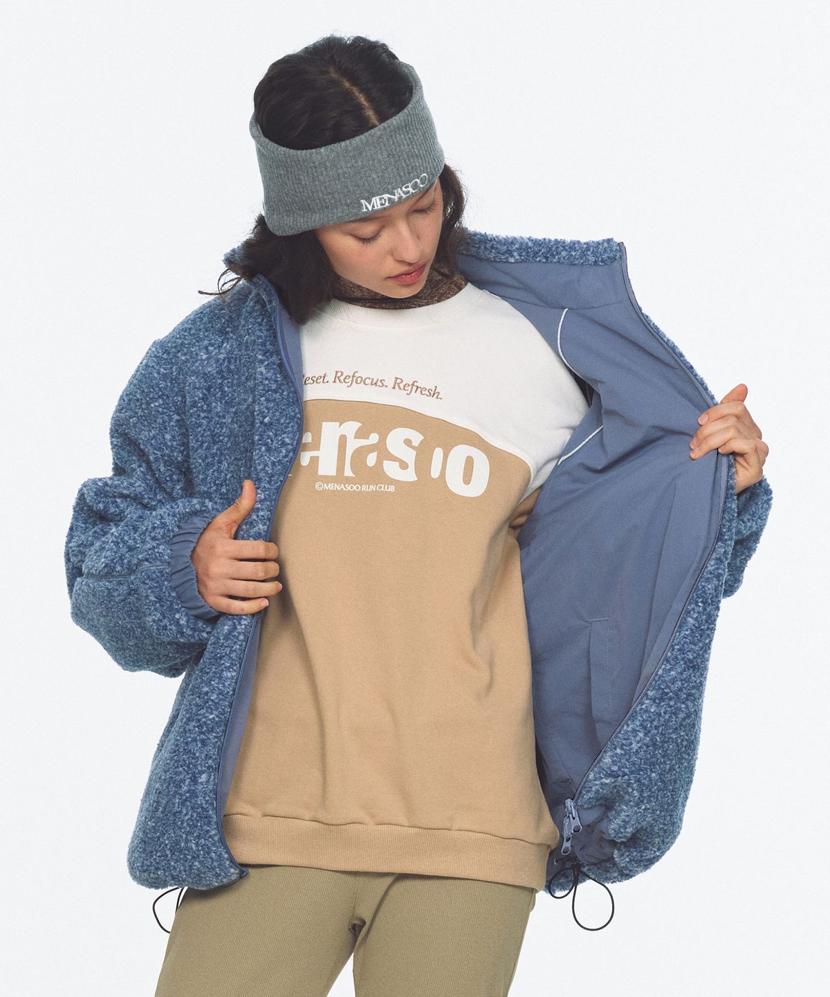 미나수(MENASOO) Dual Shell Dumble Reversible Jacket_Blue