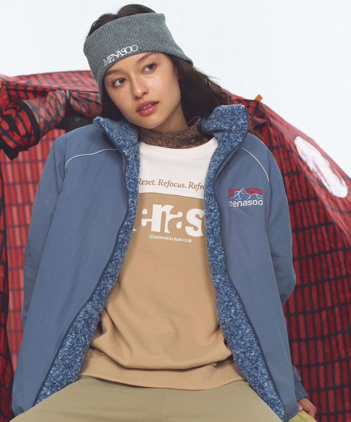 미나수(MENASOO) Dual Shell Dumble Reversible Jacket_Blue