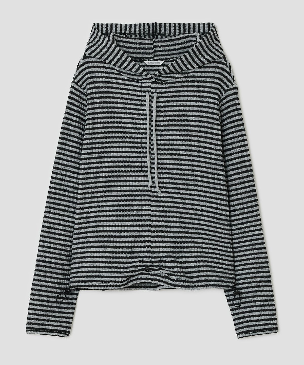 타입서비스(TYPESERVICE) Stripe Shirred Hoodie [Black]