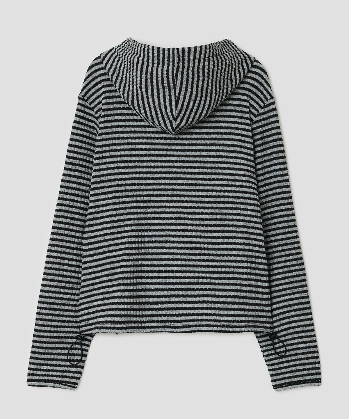 타입서비스(TYPESERVICE) Stripe Shirred Hoodie [Black]