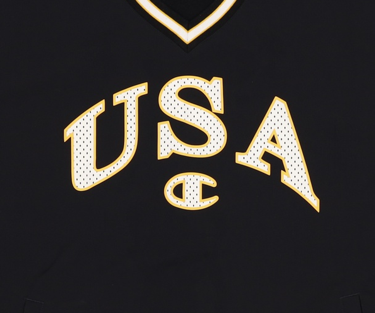 챔피온(CHAMPION) USA 레터링 웜업 풀오버 티셔츠 Black L