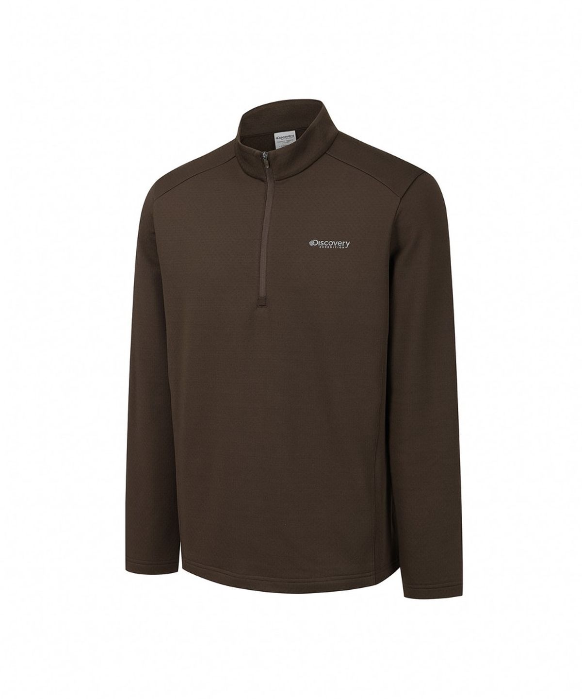디스커버리 익스페디션(DISCOVERY EXPEDITION) 남성 그리드 반집업 티셔츠 (Brown)