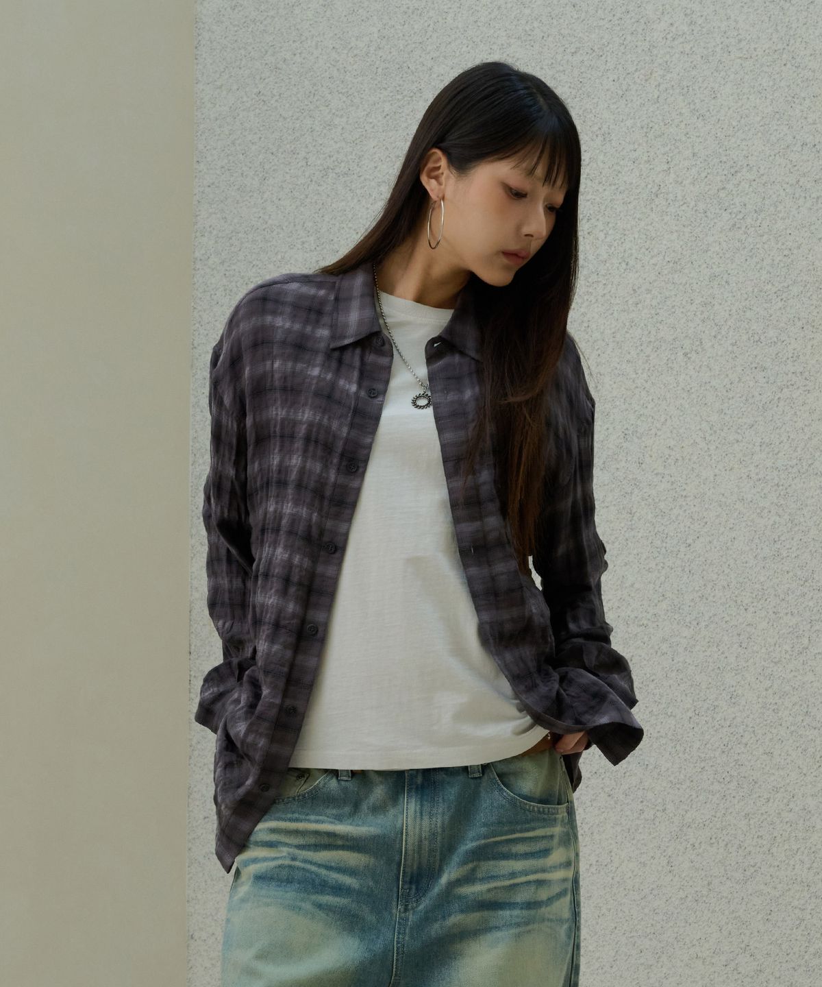 데시레드(DESIRED) 웨스턴 체크 셔츠-FESK5402B03