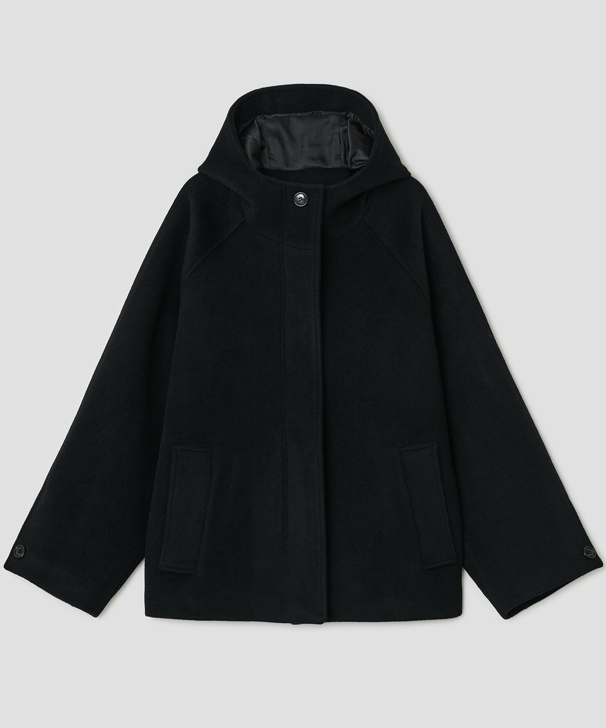 타입서비스(TYPESERVICE) Hooded Half Coat [Black]