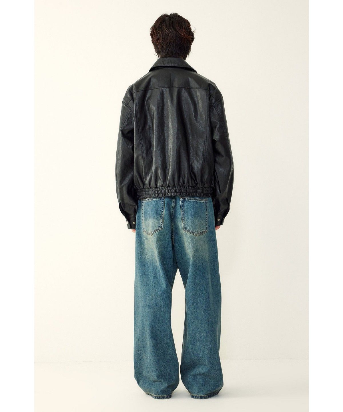 스튜디오 톰보이(STUDIO TOMBOY) [MEN] 포켓 디테일 신세틱 레더 블루종 점퍼 _블랙_9156361831