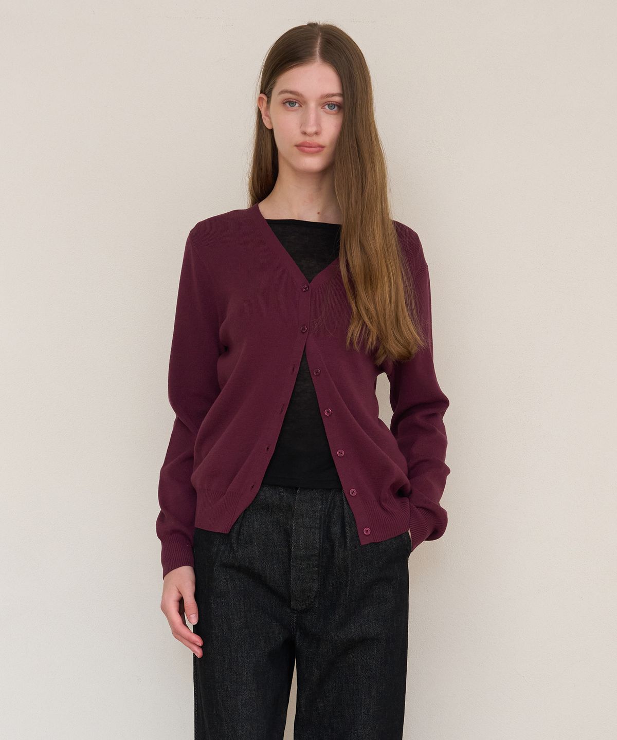 아템포(ATEMPO) ESSENTIAL V-NECK KNIT CARDIGAN