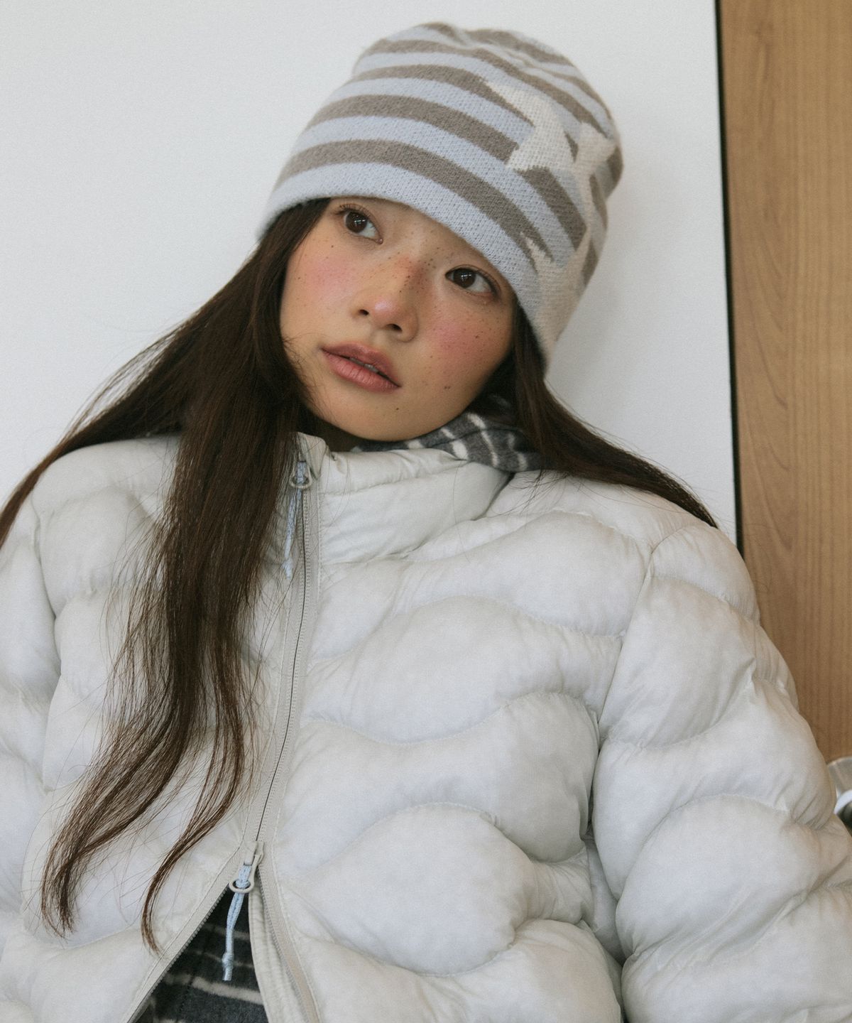 카비시(CAVISH) STRIPED TWIN STAR BEANIE BLUE(CV2GFUAB30A)