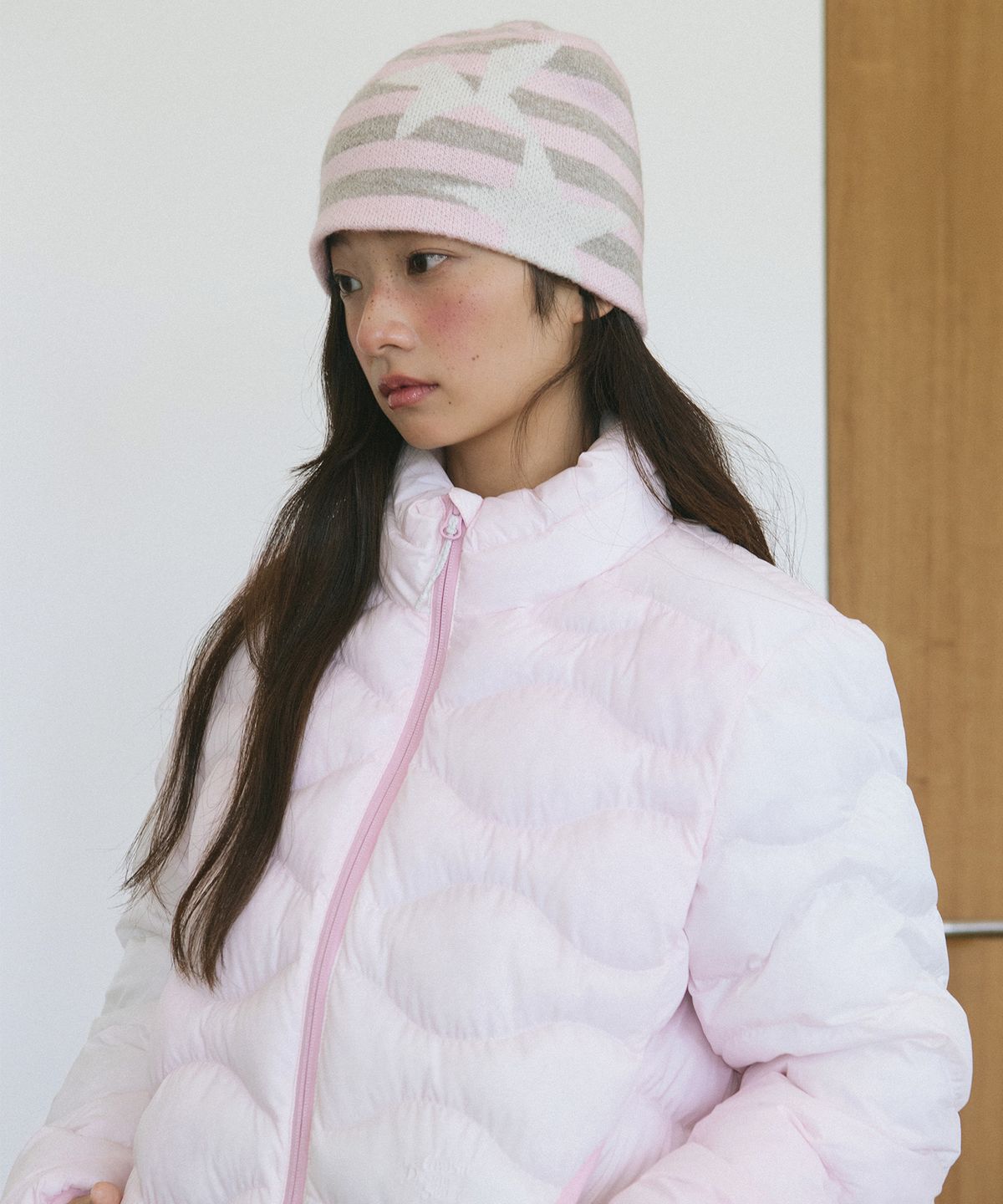 카비시(CAVISH) STRIPED TWIN STAR BEANIE PINK(CV2GFUAB30A)