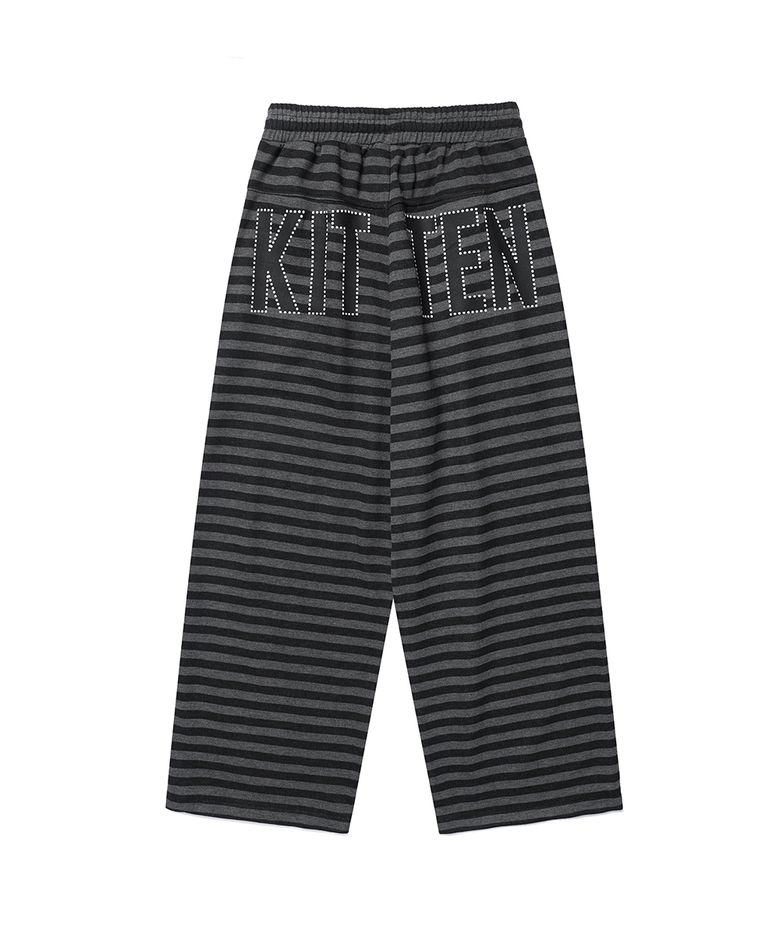 STRIPED KITTEN WIDE SWEAT PANTS BLACK(CV2GFFPA04A)