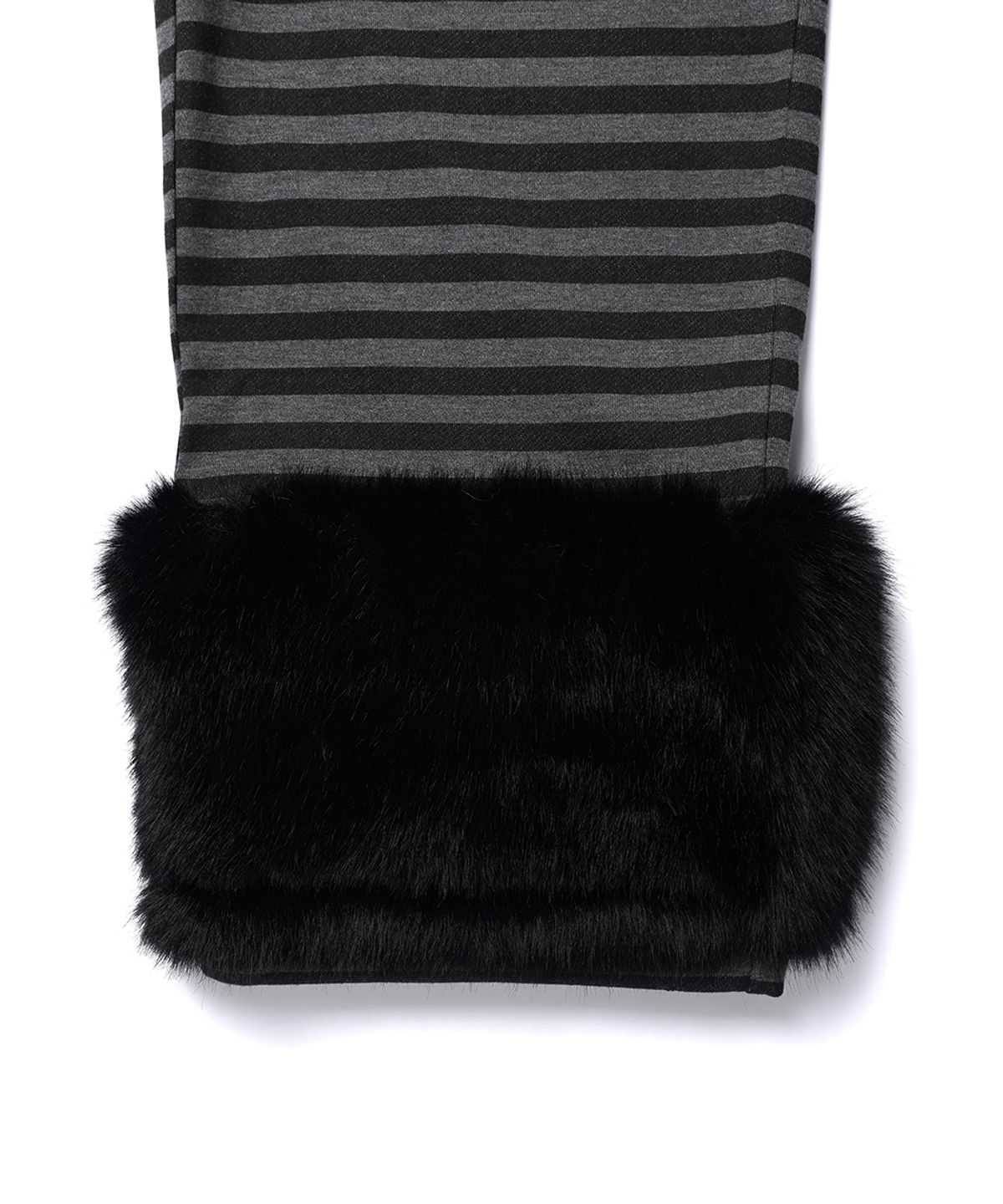 카비시(CAVISH) STRIPED FUR KITTEN WIDE SWEAT PANTS BLACK(CV2GFFPA01A)