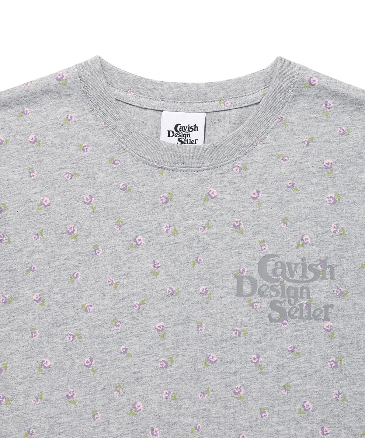 카비시(CAVISH) FLOWER SELLER LOGO LS TEE GREY(PURPLE)(CV2GSUT551A)