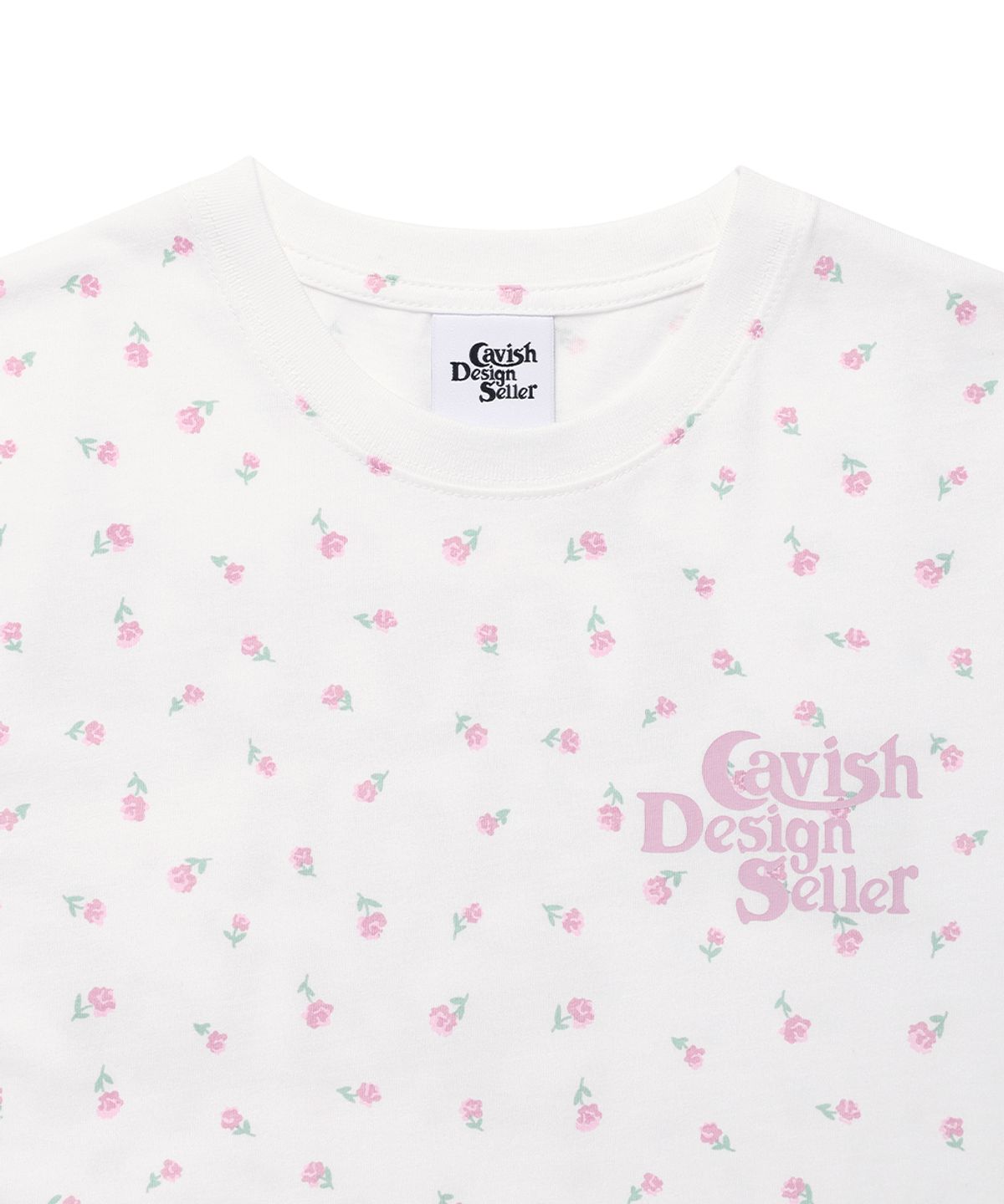 카비시(CAVISH) FLOWER SELLER LOGO LS TEE WHITE(PINK)(CV2GSUT551A)