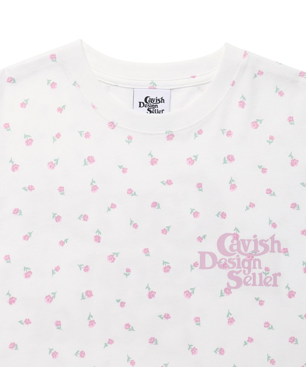 카비시(CAVISH) FLOWER SELLER LOGO LS TEE WHITE(PINK)(CV2GSUT551A)