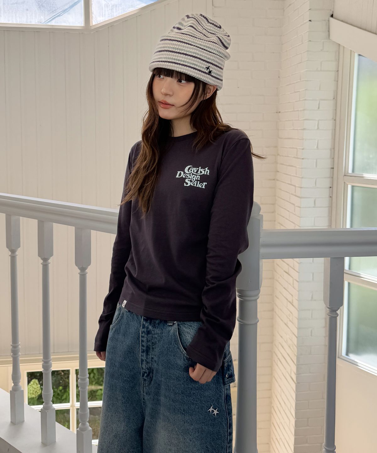 카비시(CAVISH) STAR SELLER LOGO LS TEE DARK PURPLE(CV2GSUT579A)