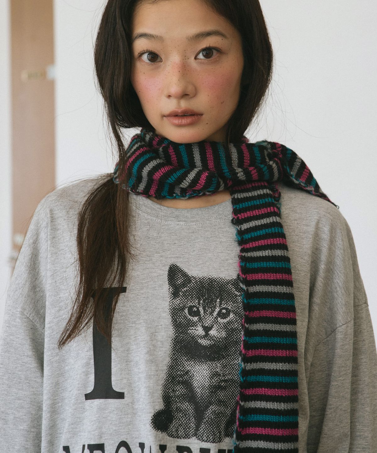 카비시(CAVISH) I LOVE MEOW PUNK LS TEE GREY(CV2GFFT559A)