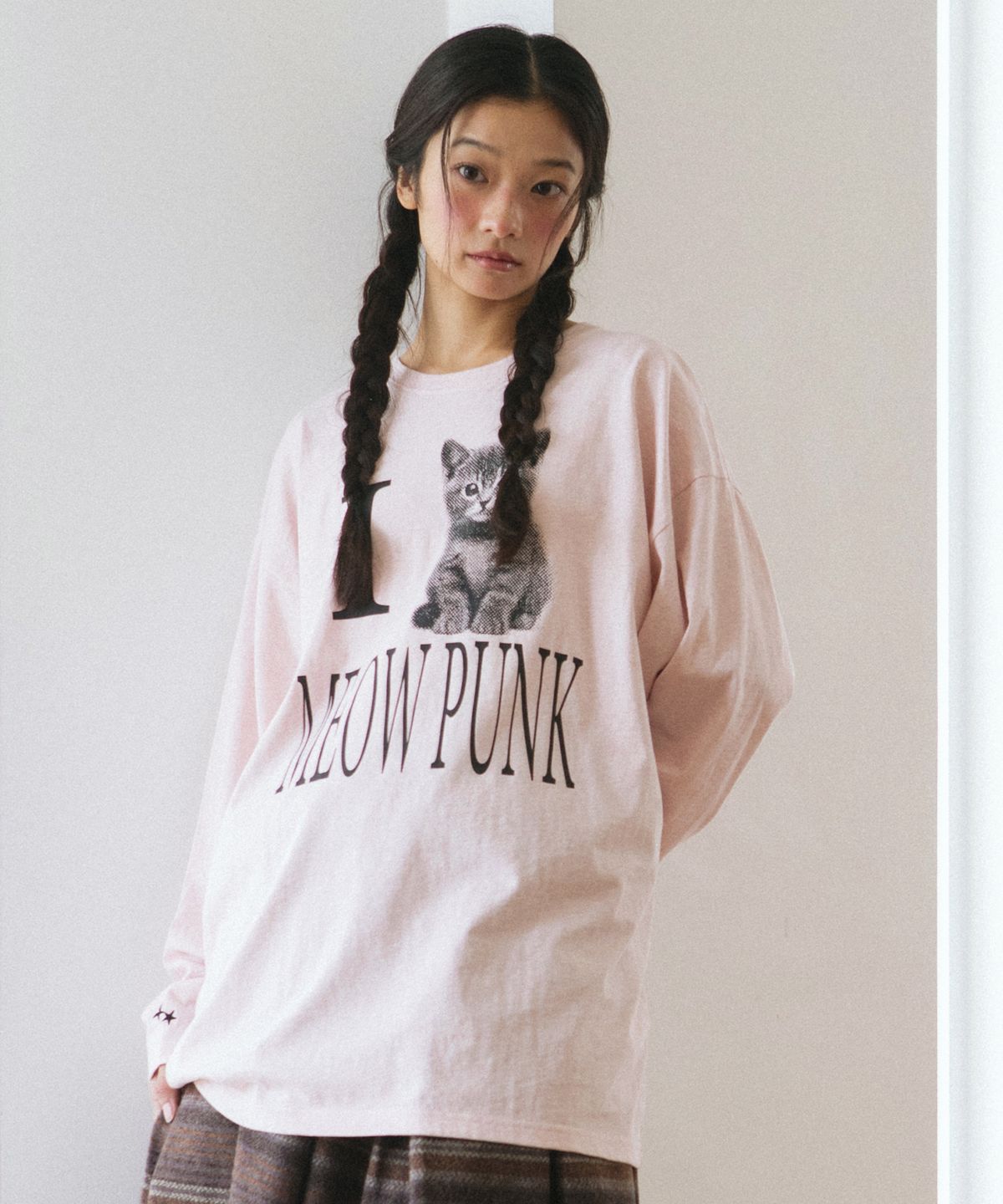 카비시(CAVISH) I LOVE MEOW PUNK LS TEE PINK(CV2GFFT559A)