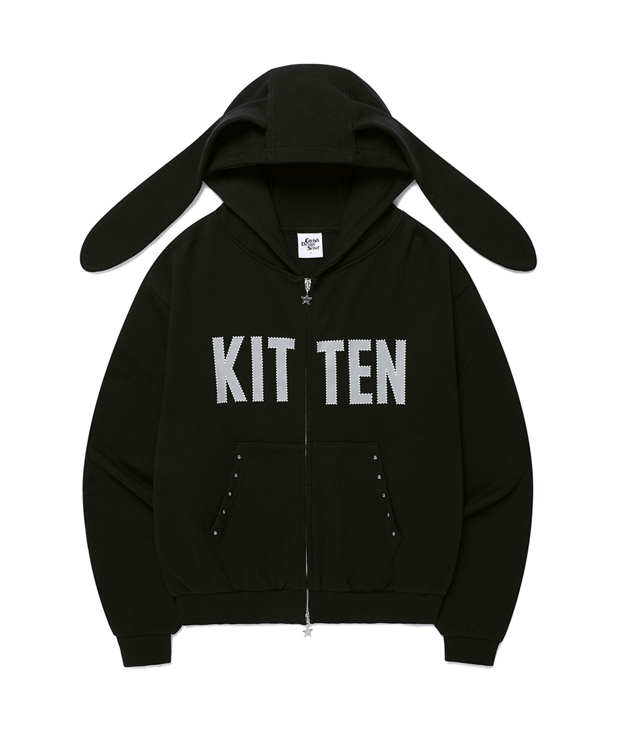 카비시(CAVISH) KITTEN EARS ZIP UP HOODIE BLACK(CV2GFFM484A)