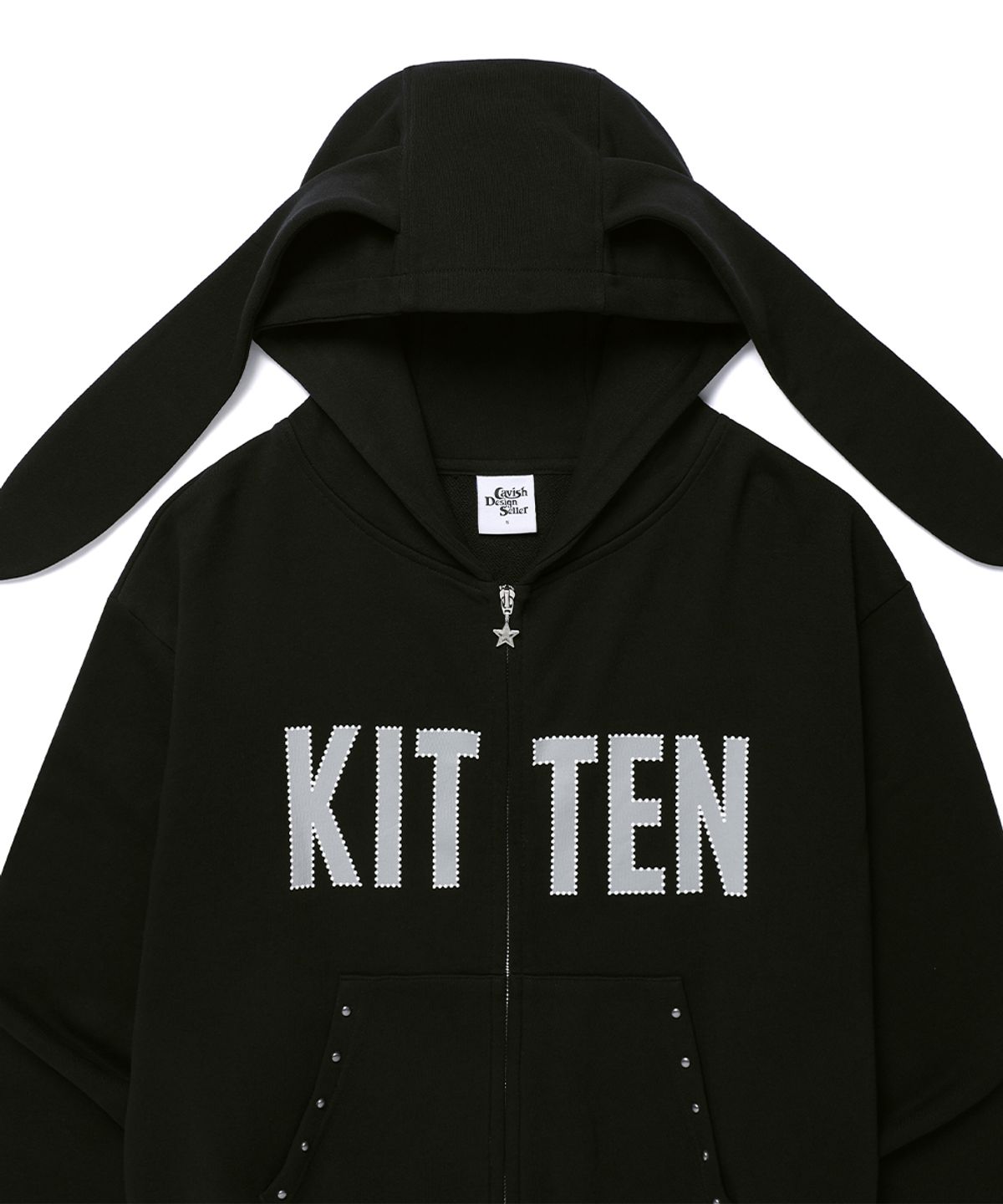 카비시(CAVISH) KITTEN EARS ZIP UP HOODIE BLACK(CV2GFFM484A)