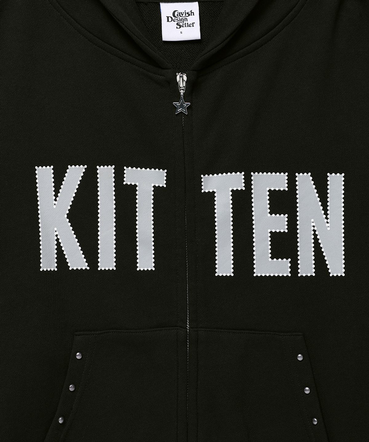 카비시(CAVISH) KITTEN EARS ZIP UP HOODIE BLACK(CV2GFFM484A)