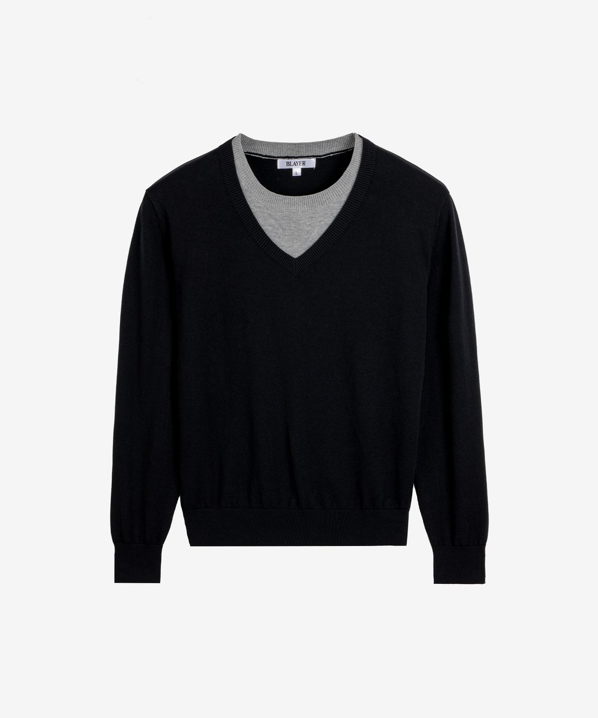 블레이어(BLAYER) 레이어드 브이넥 니트 [BLACK]