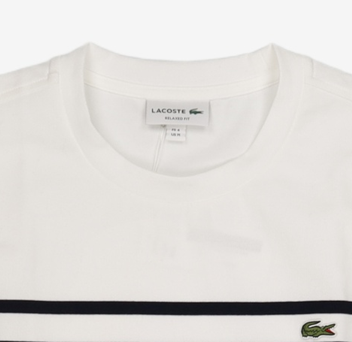 라코스테(LACOSTE) 남성 오버핏 밀라노 스트라이프 티셔츠 [화이트] M