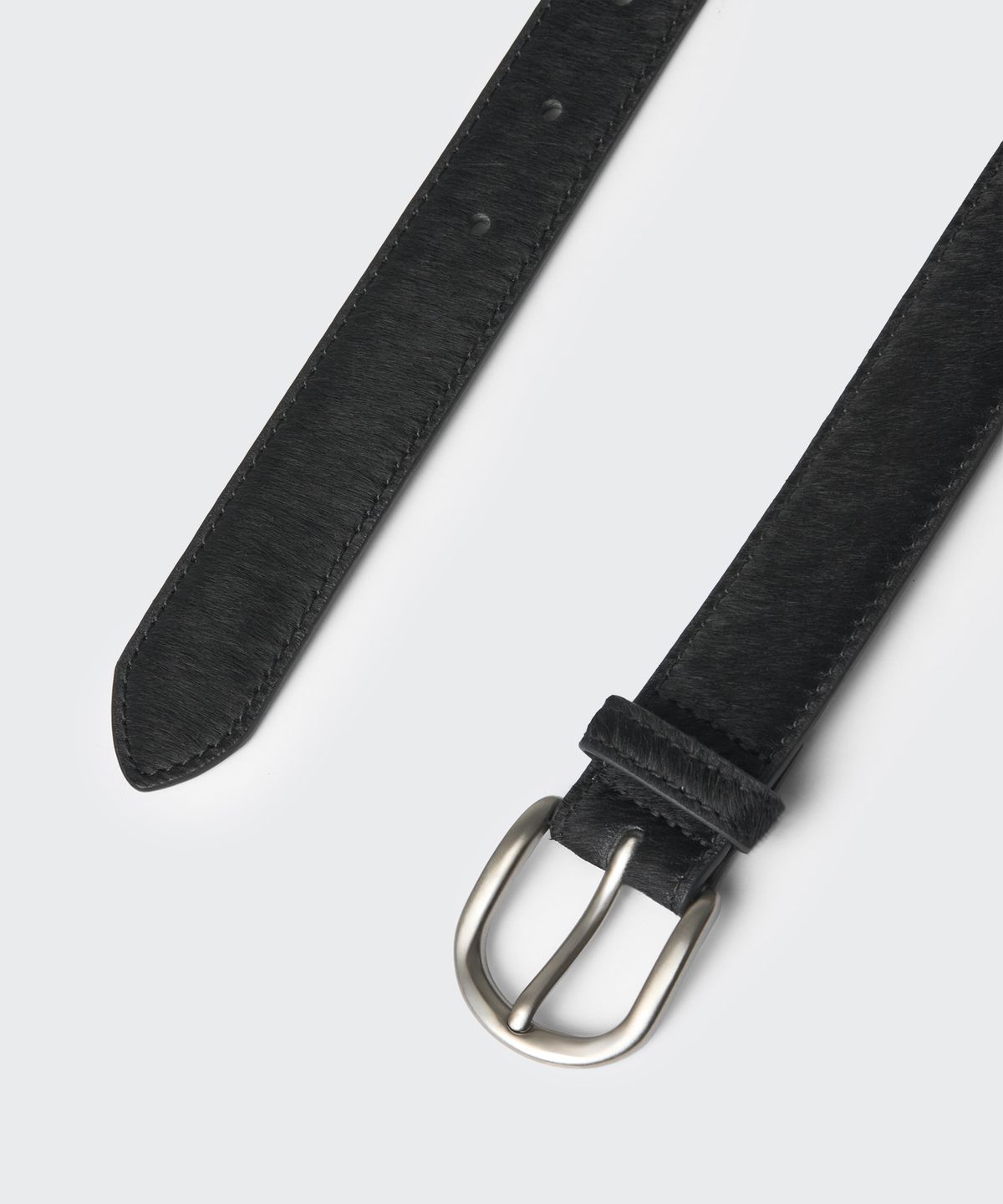 무신사 스탠다드(MUSINSA STANDARD) 카프 헤어 레더 벨트_30mm [블랙/실버]