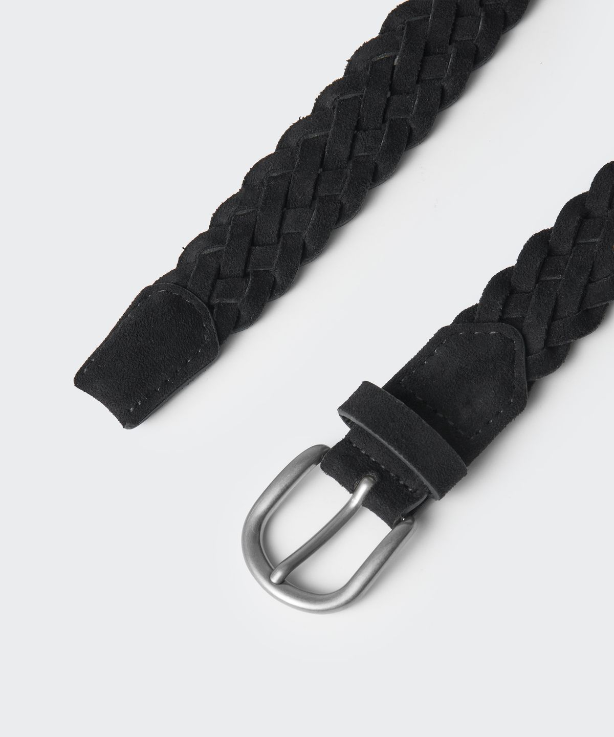 무신사 스탠다드(MUSINSA STANDARD) 신세틱 스웨이드 위빙 벨트_30mm [블랙/실버]