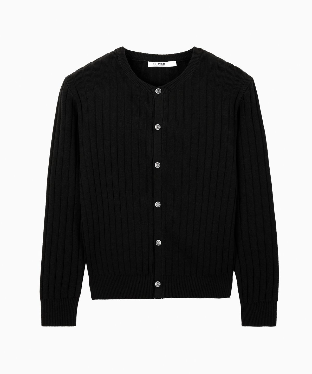 블레이어(BLAYER) 세인트 크롭 리브드 라운드 가디건 [BLACK]