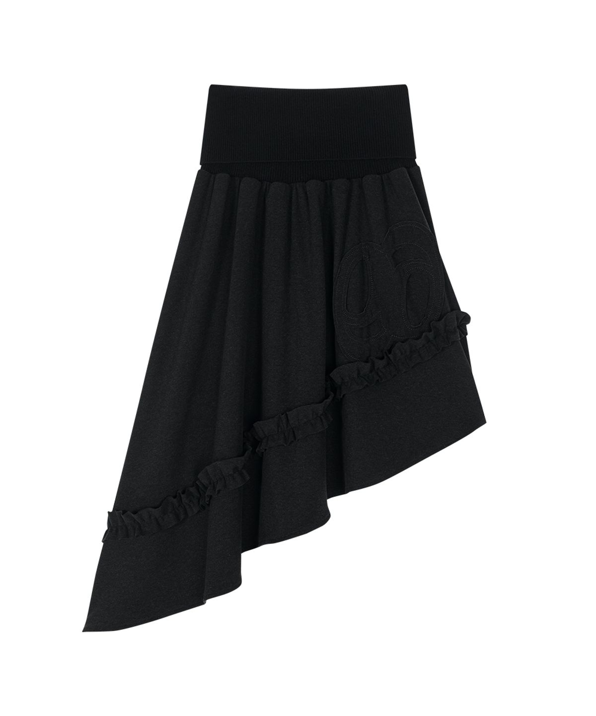 애즈온(ASON) RUFFLE UNBALANCE SKIRT / BLACK