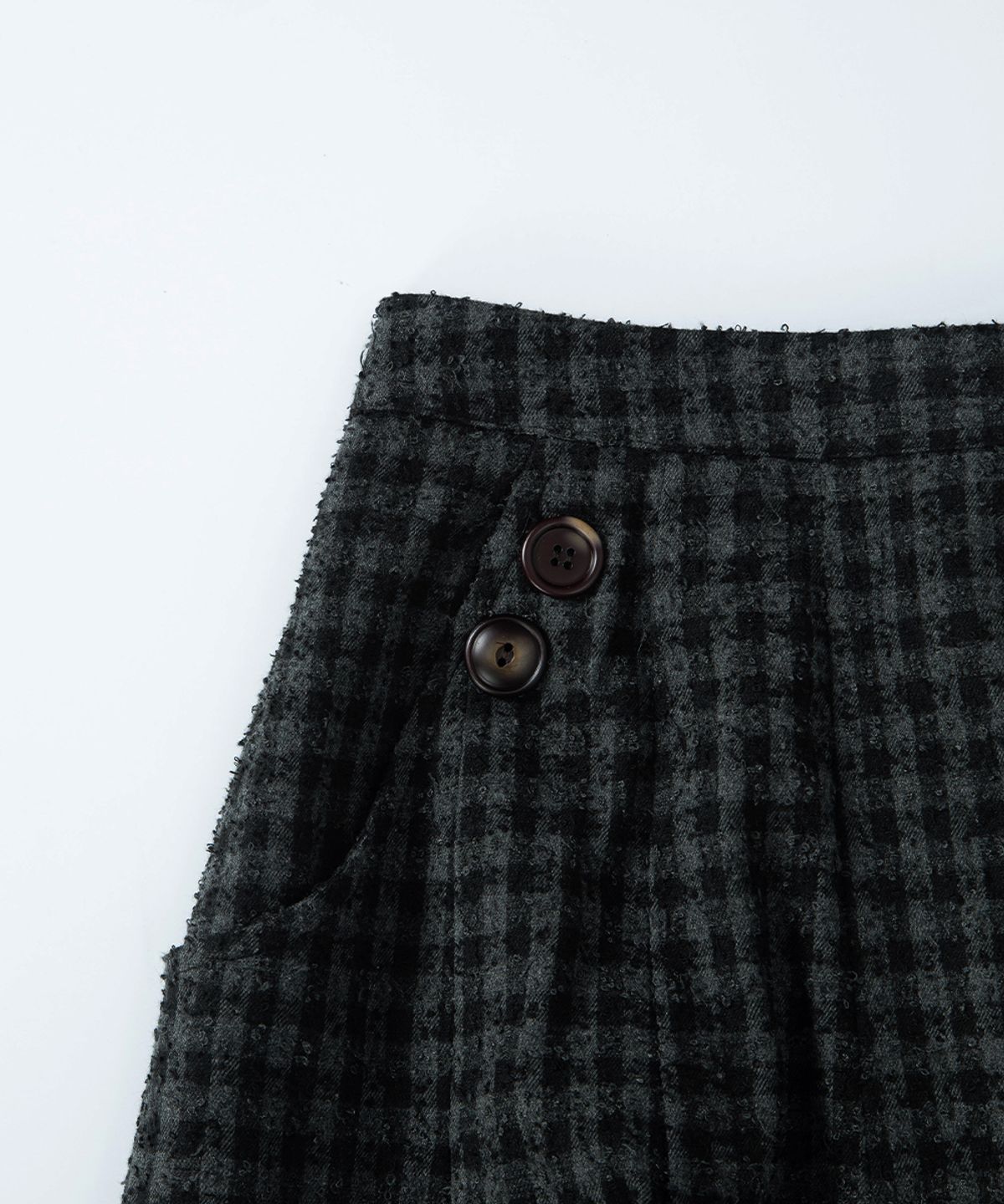 애즈온(ASON) CHECK FOND PLEATED MIDI SKIRT / CHARCOAL