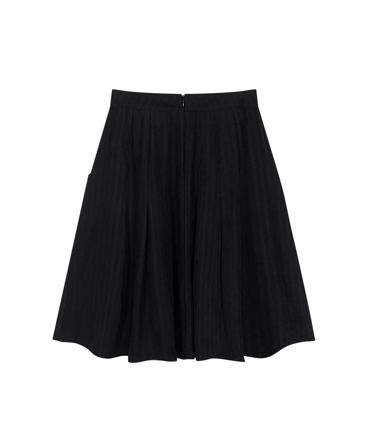 애즈온(ASON) STRIPE FOND PLEATED MIDI SKIRT / BLACK