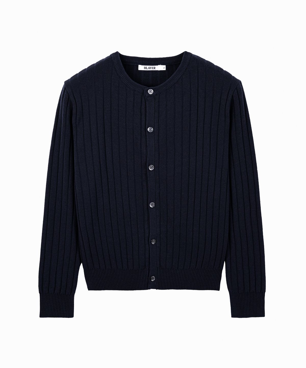 블레이어(BLAYER) 세인트 크롭 리브드 라운드 가디건 [NAVY]