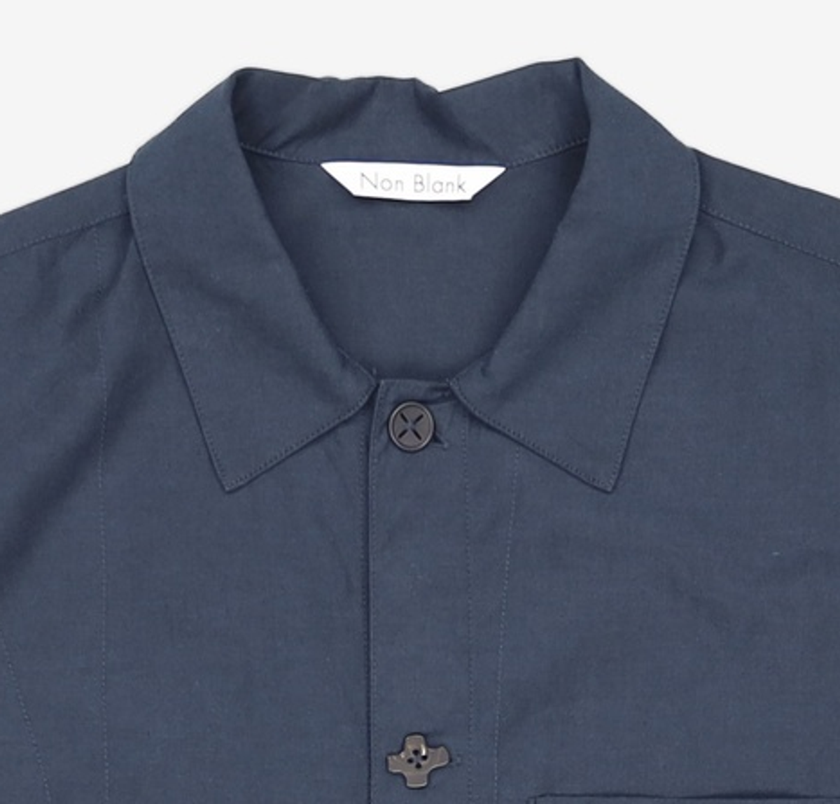 넌블랭크(NONBLANK) 웨이브 스티치 하프 슬리브 셔츠_NAVY S
