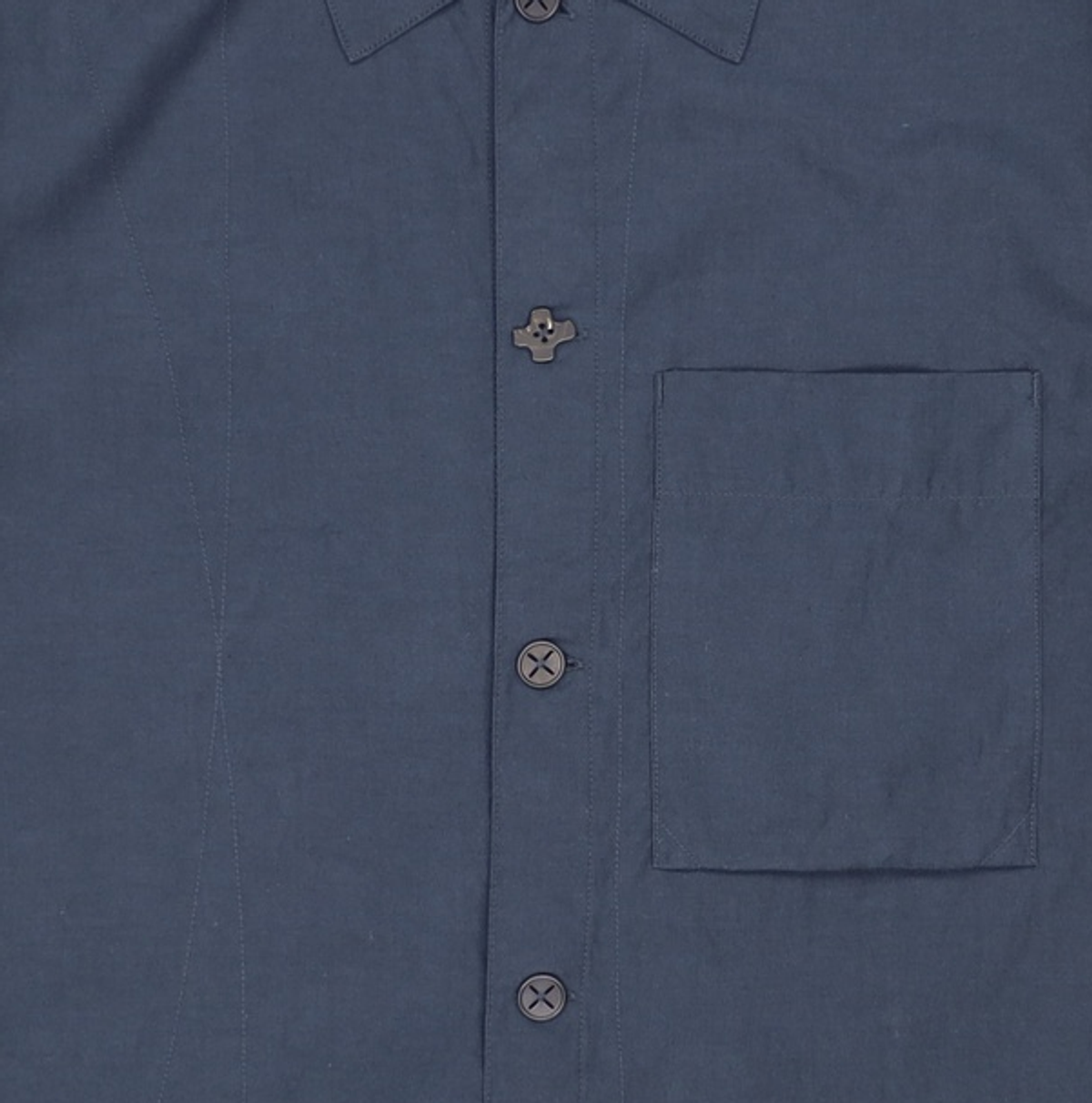 넌블랭크(NONBLANK) 웨이브 스티치 하프 슬리브 셔츠_NAVY S