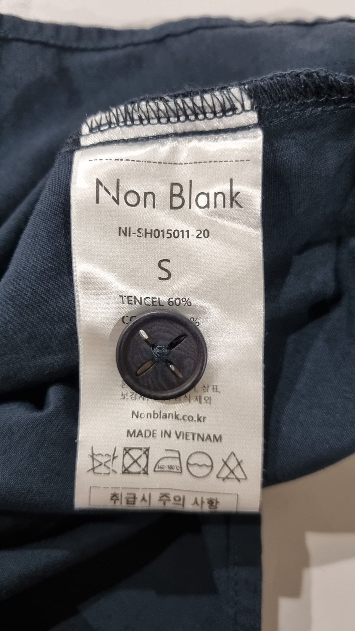 넌블랭크(NONBLANK) 웨이브 스티치 하프 슬리브 셔츠_NAVY S