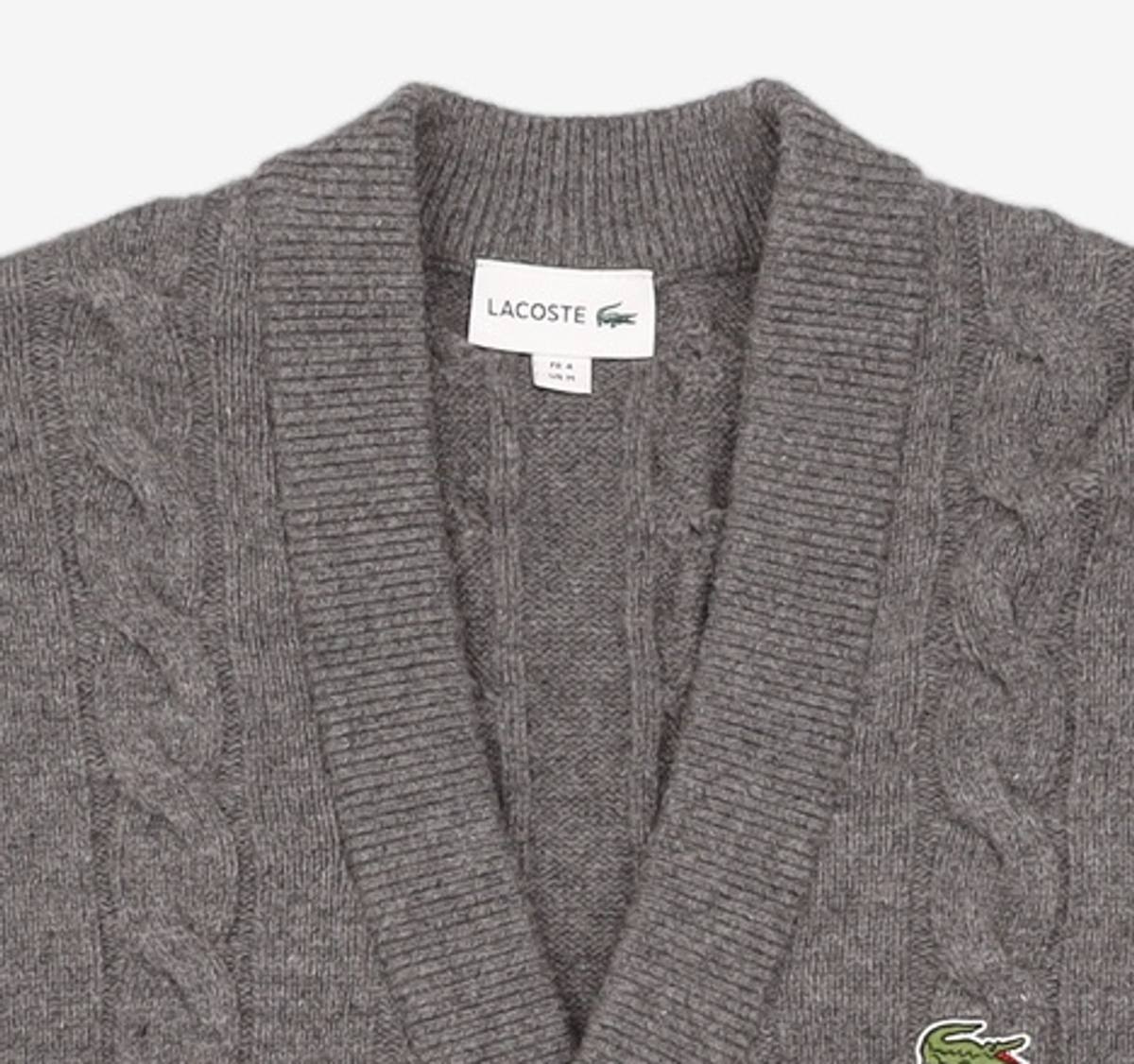 라코스테(LACOSTE) 남성 케이블 V넥 가디건 [차콜그레이] 100