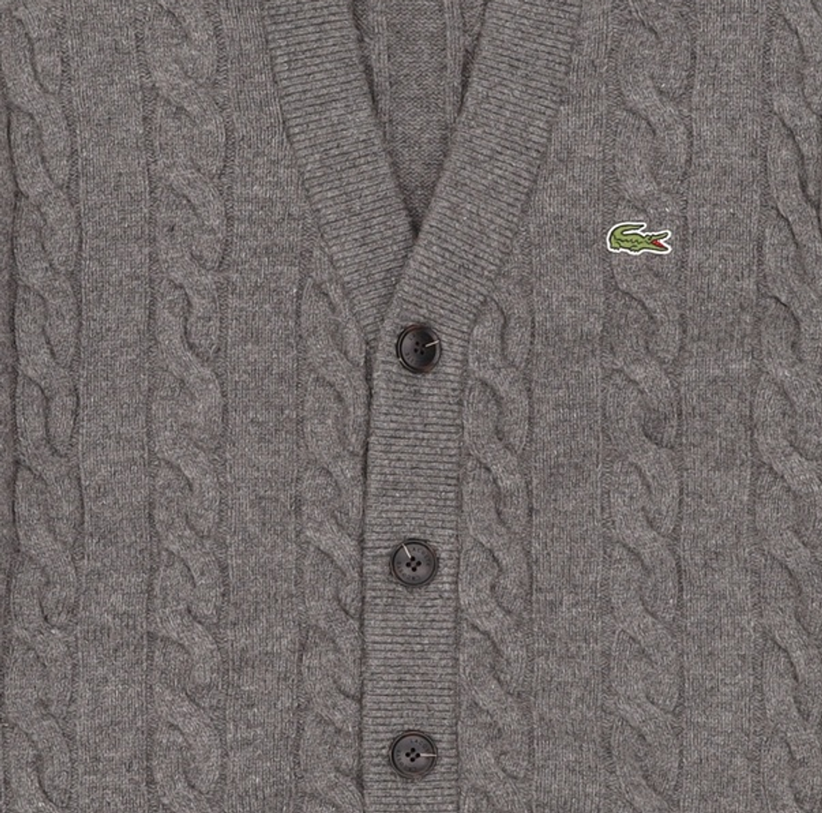 라코스테(LACOSTE) 남성 케이블 V넥 가디건 [차콜그레이] 100