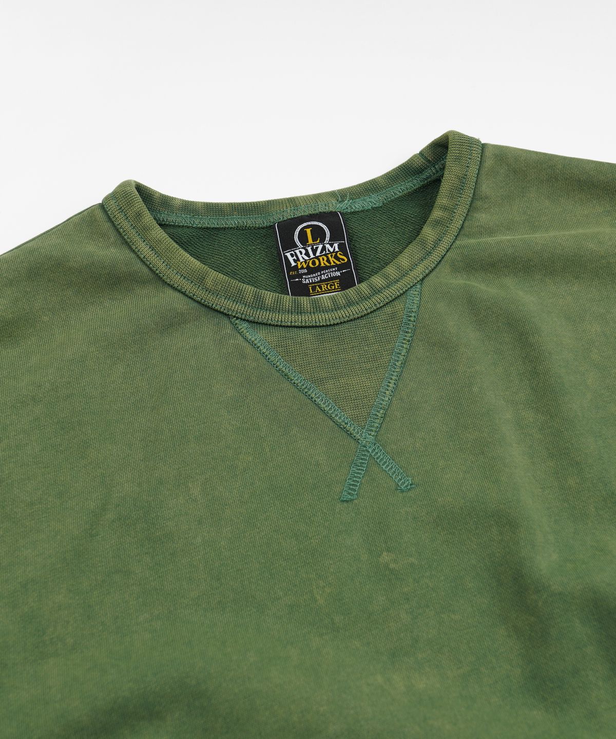 프리즘웍스(FRIZMWORKS) COVER STITCH VINTAGE SWEATSHIRT _ GREEN