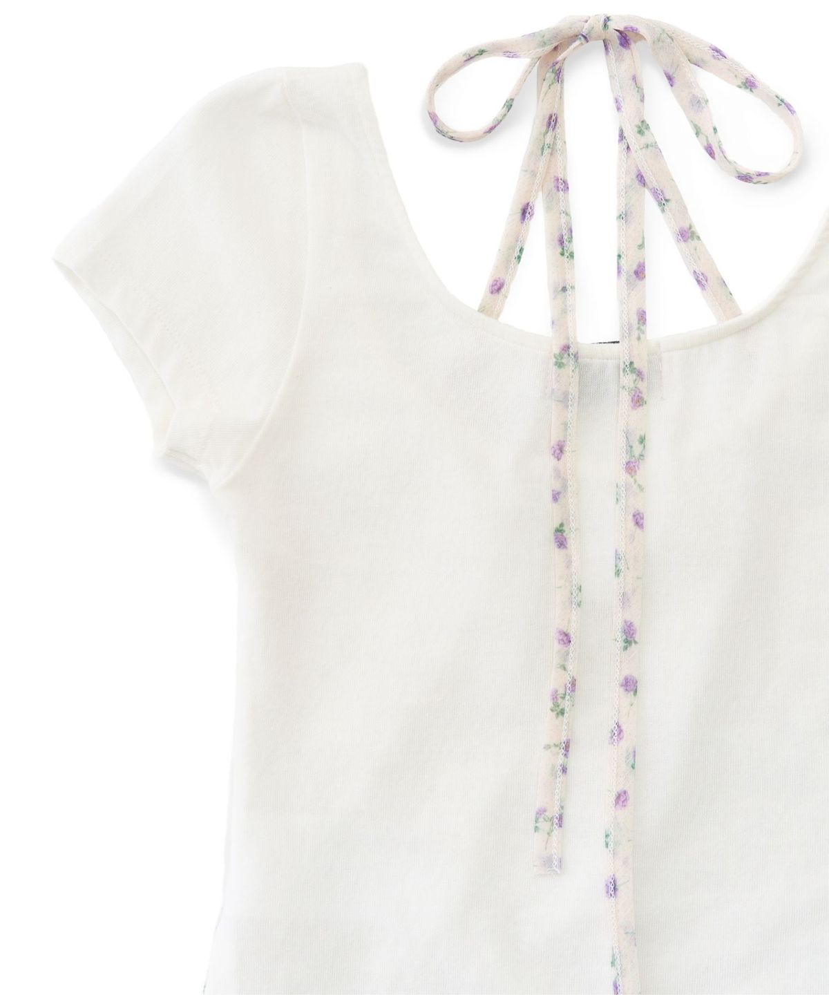 카이 샤오(KAIY XIAO) Hanging Neck Tie Two piece Layered Short sleeved Top in purple rose